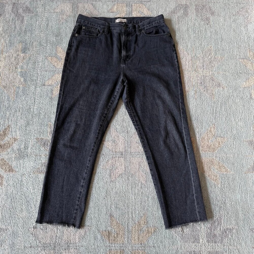 Madewell Perfect Summer Jeans High Waist Tapered Leg Mom Sz 31 Black Light Wash